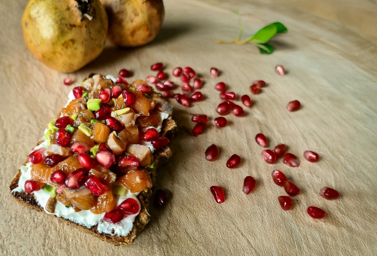 OSTA DE TARTAR DE SALMu00d3N CON GRANADA